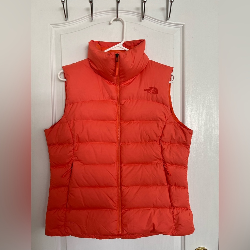 The northface orange puffer vest with 700 fill- - size M - excellent condition